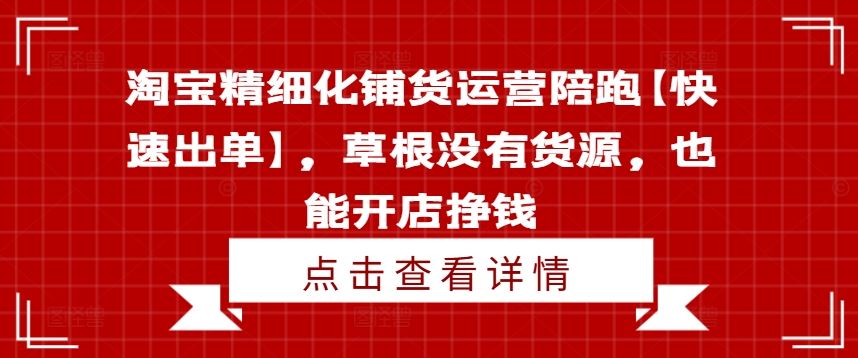 淘宝精细化铺货运营陪跑【快速出单】，草根没有货源，也能开店挣钱-来友网创