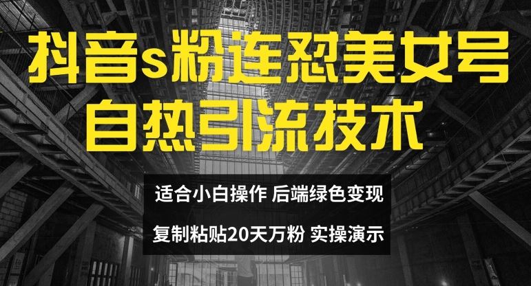 抖音s粉连怼美女号自热引流技术复制粘贴，20天万粉账号，无需实名制，矩阵操作【揭秘】-来友网创