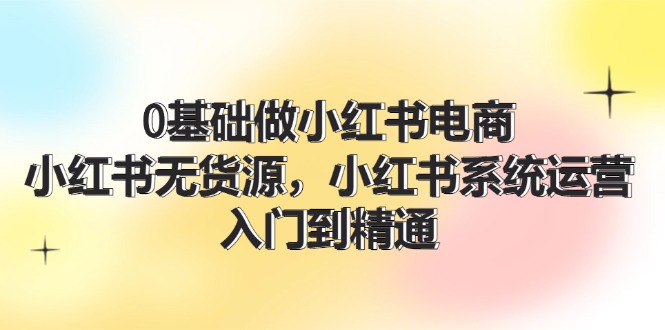 （11960期）0基础做小红书电商，小红书无货源，小红书系统运营，入门到精通 (70节)-来友网创