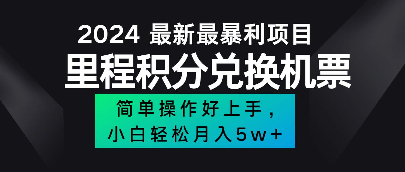 （12016期）2024最新里程积分兑换机票，手机操作小白轻松月入5万++-来友网创