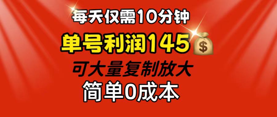 （12027期）每天仅需10分钟，单号利润145 可复制放大 简单0成本-来友网创