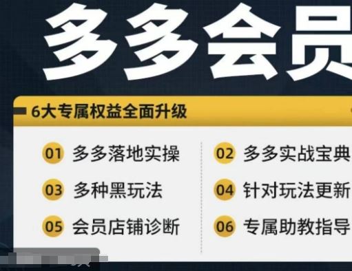 拼多多会员，拼多多实战宝典+实战落地实操，从新手到高阶内容全面覆盖-来友网创