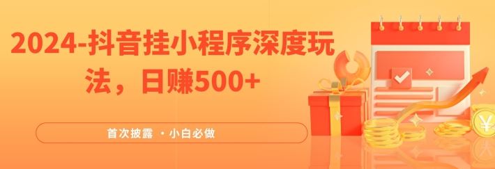 2024全网首次披露，抖音挂小程序深度玩法，日赚500+，简单、稳定，带渠道收入，小白必做【揭秘】-来友网创