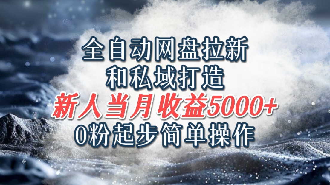 全自动网盘拉新和私域打造，0粉起步简单操作，新人入门当月收益5000以上-来友网创