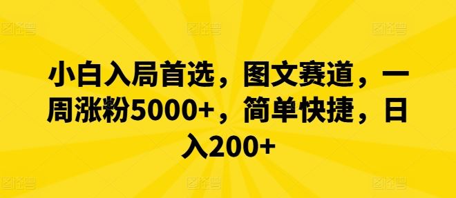 小白入局首选，图文赛道，一周涨粉5000+，简单快捷，日入200+-来友网创