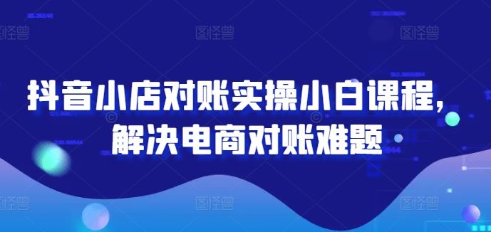 抖音小店对账实操小白课程，解决电商对账难题-来友网创