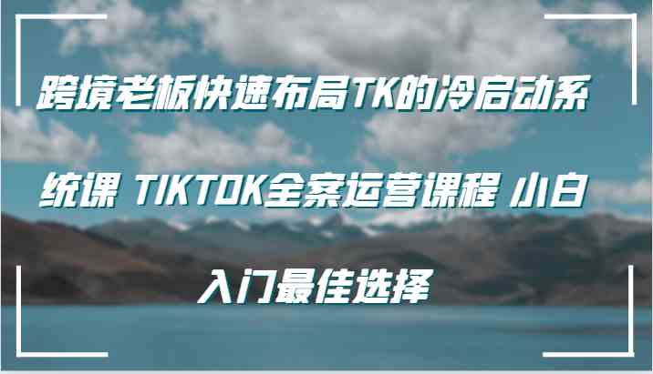 跨境老板快速布局TK的冷启动系统课 TIKTOK全案运营课程 小白入门最佳选择-来友网创