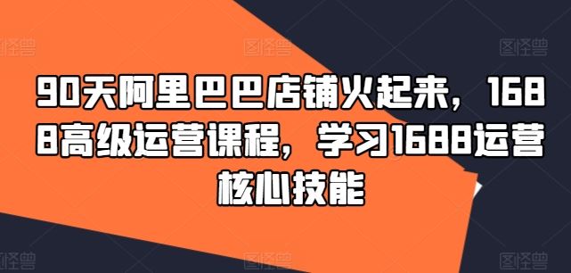 90天阿里巴巴店铺火起来，1688高级运营课程，学习1688运营核心技能-来友网创