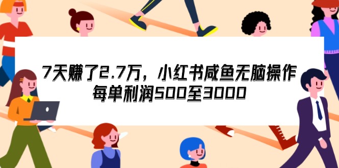 （12192期）7天收了2.7万，小红书咸鱼无脑操作，每单利润500至3000-来友网创