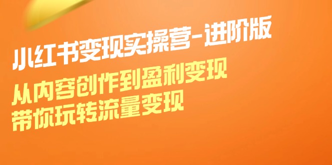 （12234期）小红书变现实操营-进阶版：从内容创作到盈利变现，带你玩转流量变现-来友网创