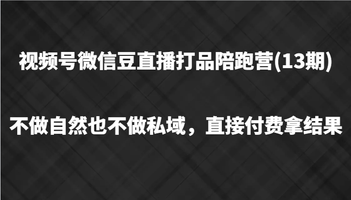 视频号微信豆直播打品陪跑(13期)，不做不自然流不做私域，直接付费拿结果-来友网创