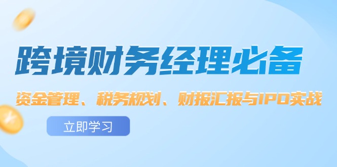 （12323期）跨境 财务经理必备：资金管理、税务规划、财报汇报与IPO实战-来友网创