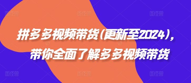 拼多多视频带货(更新至2024)，带你全面了解多多视频带货-来友网创