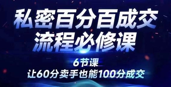 私密百分百成交流程线上训练营，绝对成交，让60分卖手也能100分成交-来友网创