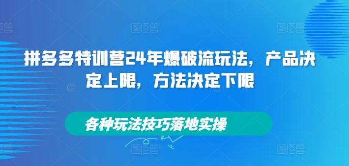拼多多特训营24年爆破流玩法，产品决定上限，方法决定下限，各种玩法技巧落地实操-来友网创