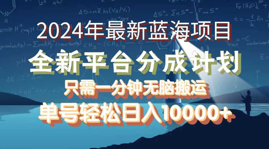 （12486期）2024年最新蓝海项目，全新分成平台，可单号可矩阵，单号轻松月入10000+-来友网创