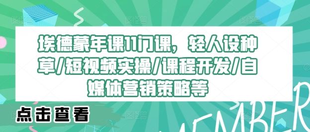 埃德蒙年课11门课，轻人设种草/短视频实操/课程开发/自媒体营销策略等-来友网创