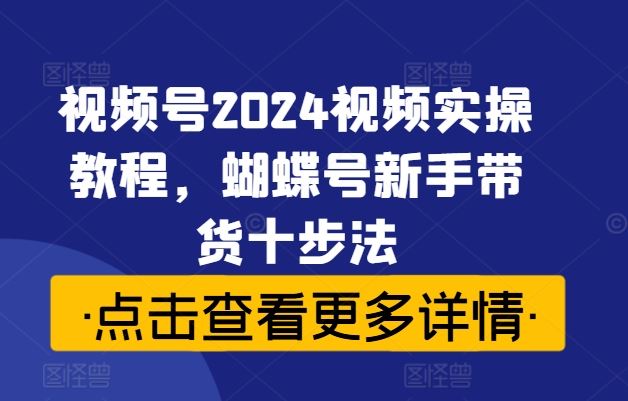 视频号2024视频实操教程，蝴蝶号新手带货十步法-来友网创