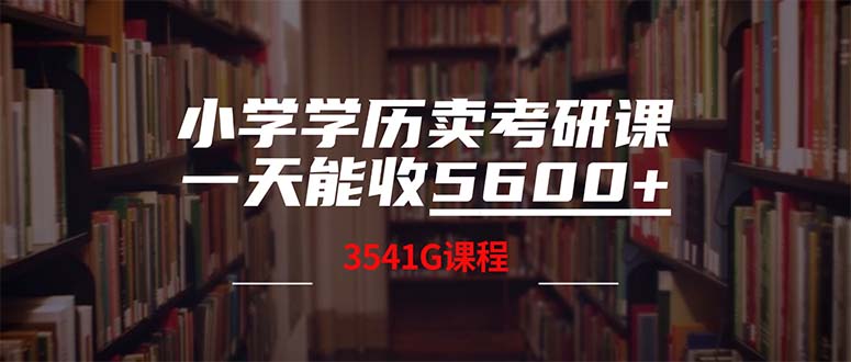 （12556期）小学学历卖考研课程，一天收5600（附3580G考研合集）-来友网创