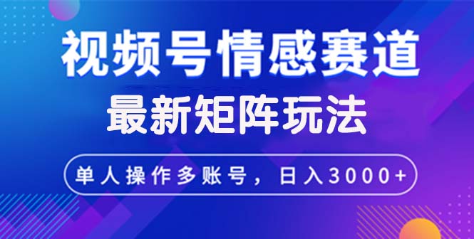 （12609期）视频号创作者分成情感赛道最新矩阵玩法日入3000+-来友网创