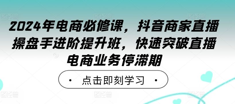 2024年电商必修课，抖音商家直播操盘手进阶提升班，快速突破直播电商业务停滞期-来友网创