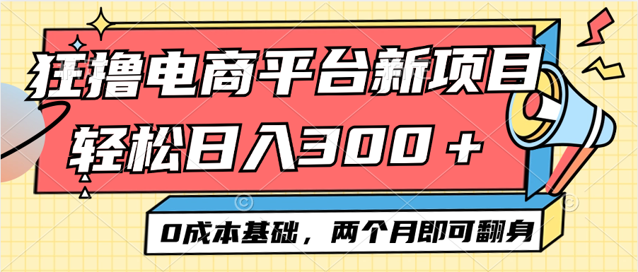 （12685期）电商平台新赛道变现项目小白轻松日入300＋0成本基础两个月即可翻身-来友网创