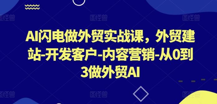 AI闪电做外贸实战课，​外贸建站-开发客户-内容营销-从0到3做外贸AI（更新）-来友网创