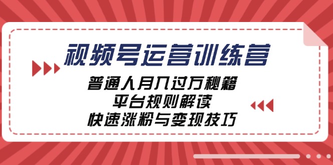 （12722期）视频号运营训练营：普通人月入过万秘籍，平台规则解读，快速涨粉与变现…-来友网创