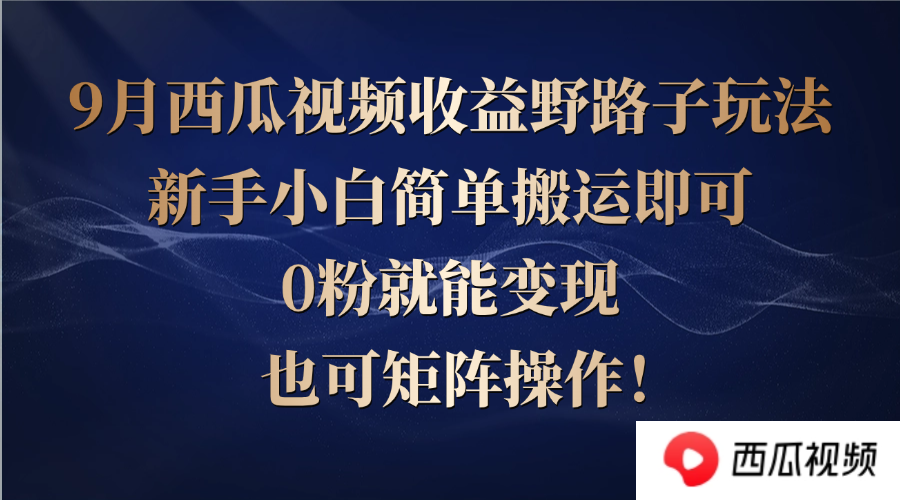 （12760期）西瓜视频收益野路子玩法，新手小白简单搬运即可，0粉就能变现，也可矩…-来友网创