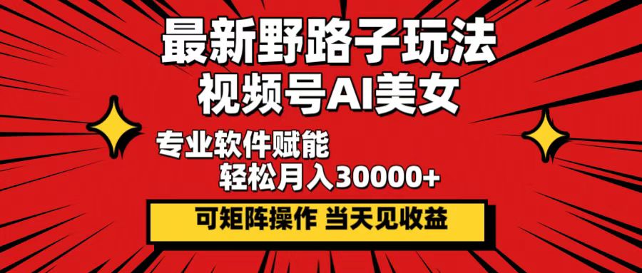 （12798期）最新野路子玩法，视频号AI美女，当天见收益，轻松月入30000＋-来友网创