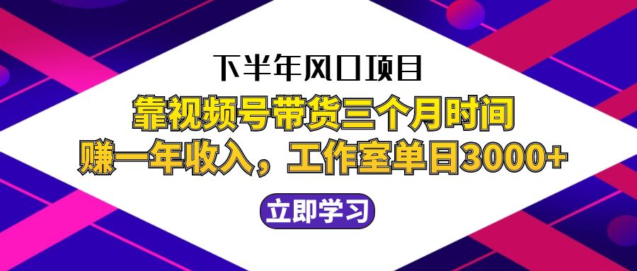 下半年风口项目，靠视频号带货三个月时间赚一年收入，工作室实测单日3…-来友网创