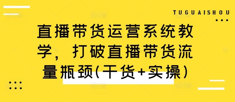 直播带货运营系统教学，打破直播带货流量瓶颈(干货+实操)-来友网创