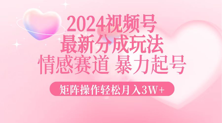 （12922期）2024最新视频号分成玩法，情感赛道，暴力起号，矩阵操作轻松月入3W+-来友网创