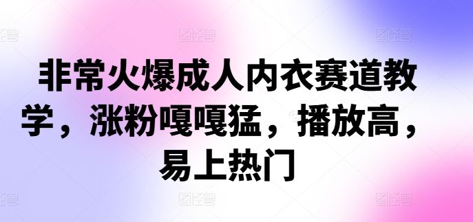 非常火爆成人内衣赛道教学，​涨粉嘎嘎猛，播放高，易上热门-来友网创