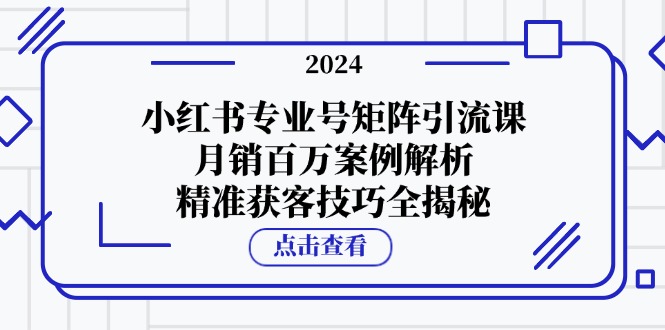 （12943期）小红书专业号矩阵引流课，月销百万案例解析，精准获客技巧全揭秘-来友网创