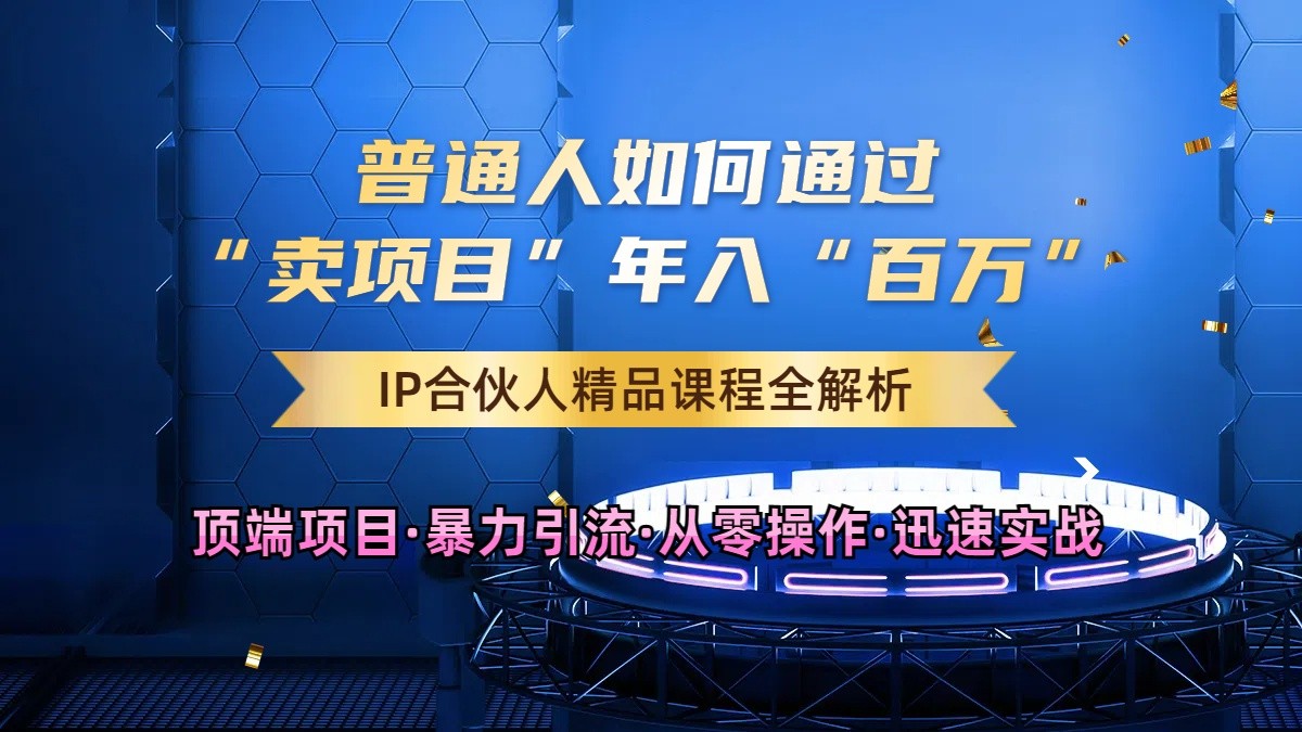 普通人如何通过知识付费“卖项目”年入“百万”，IP合伙人精品课程，黑科技暴力引流-来友网创