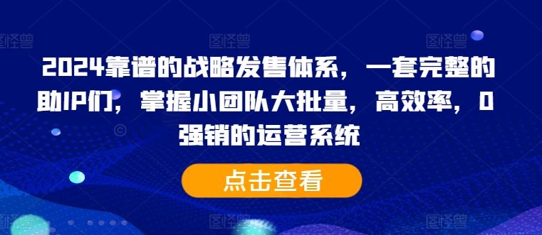 2024靠谱的战略发售体系，一套完整的助IP们，掌握小团队大批量，高效率，0 强销的运营系统-来友网创