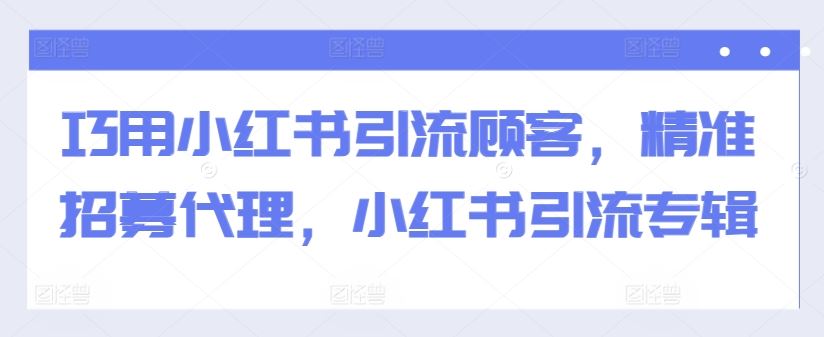 巧用小红书引流顾客，精准招募代理，小红书引流专辑-来友网创