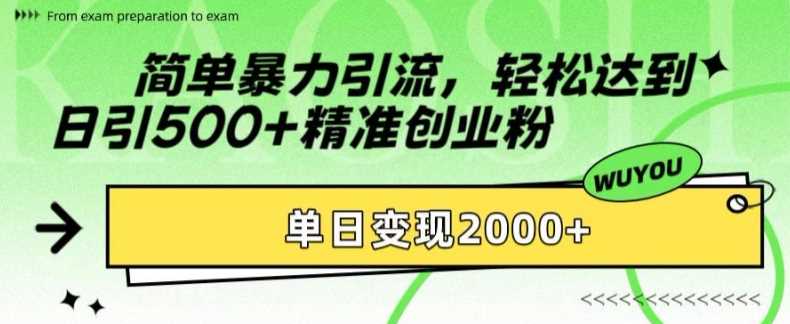 简单暴力引流，轻松达到日引500+精准创业粉，单日变现2k【揭秘】-来友网创