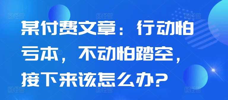 某付费文章：行动怕亏本，不动怕踏空，接下来该怎么办?-来友网创