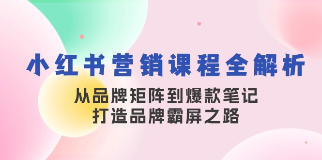 （13017期）小红书营销课程全解析，从品牌矩阵到爆款笔记，打造品牌霸屏之路-来友网创