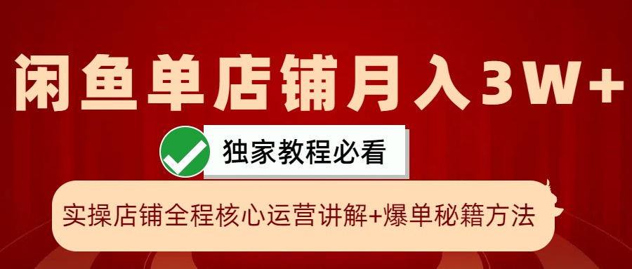 闲鱼单店铺月入3W+实操展示，爆单核心秘籍，一学就会-来友网创