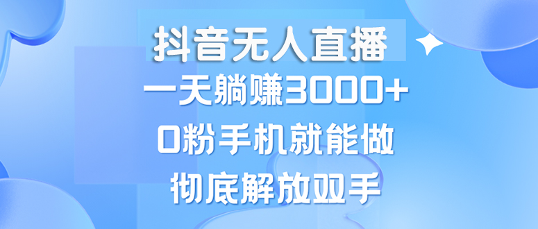 （13038期）抖音无人直播，一天躺赚3000+，0粉手机就能做，新手小白均可操作-来友网创