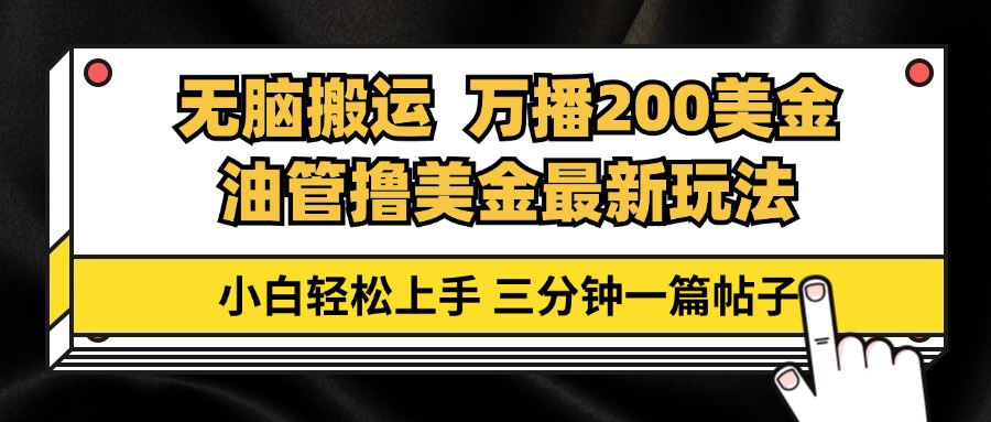 （13050期）油管无脑搬运撸美金玩法教学，万播200刀，三分钟一篇帖子，小白轻松上手-来友网创