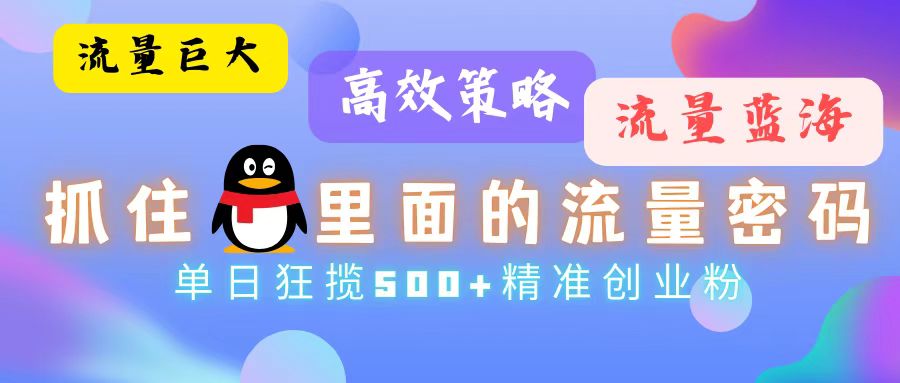 （13068期）流量蓝海，抓住QQ里面的流量密码！高效策略，单日狂揽500+精准创业粉-来友网创