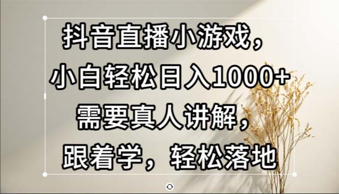 （13075期）抖音直播小游戏，小白轻松日入1000+需要真人讲解，跟着学，轻松落地-来友网创