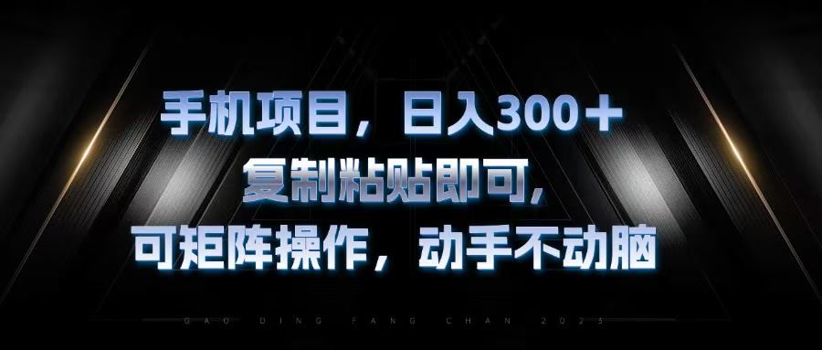 （13084期）手机项目，日入300+，复制黏贴即可，可矩阵操作，动手不动脑-来友网创