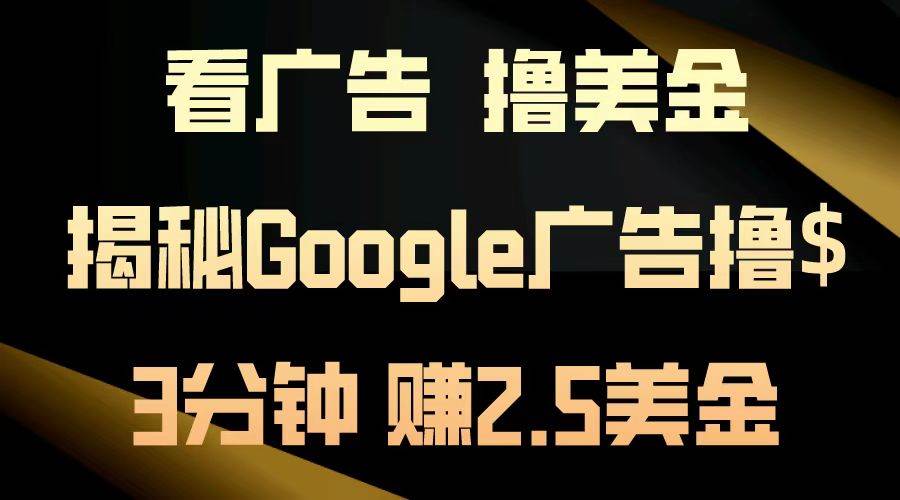 （13114期）看广告，撸美金！3分钟赚2.5美金！日入200美金不是梦！揭秘Google广告…-来友网创