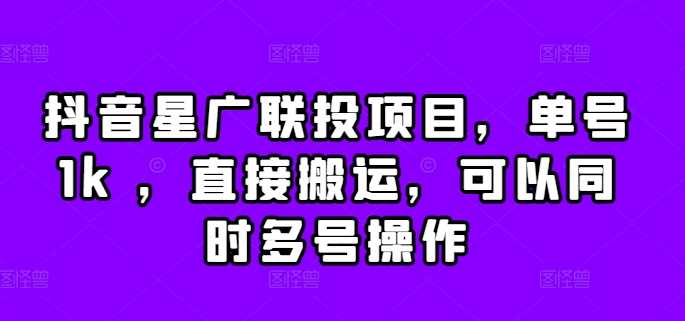 抖音星广联投项目，单号1k ，直接搬运，可以同时多号操作【揭秘】-来友网创