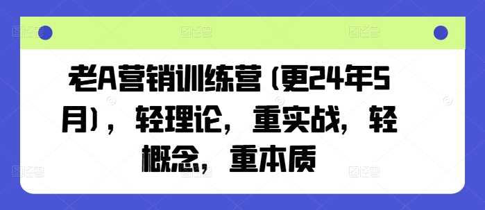 老A营销训练营(更24年10月)，轻理论，重实战，轻概念，重本质-来友网创